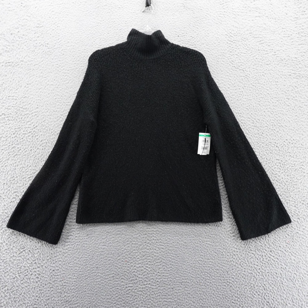 French Connection Black Mock Neck Bell‎ Sleeve Textured Knit Sweater Women XS